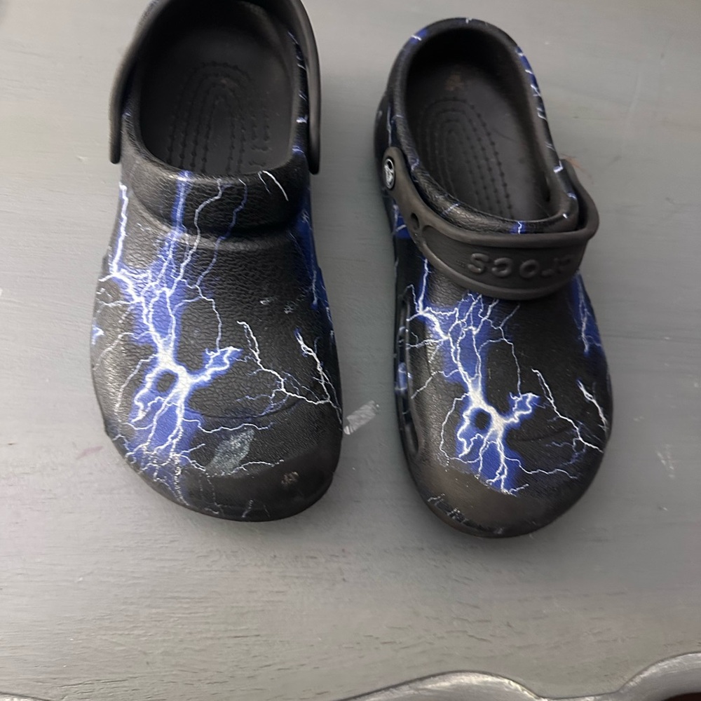 CROCS Black and Blue Lightning Loafers